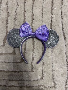 Disney Purple Glitter Mouse Ear Headband with Silver Ears